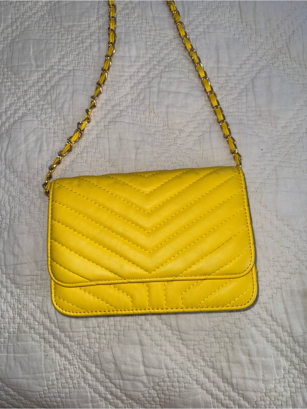 Yellow Quilted Crossbody Bag - Unbranded